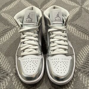 Air Jordan mid brand new never worn women’s size 6 white and silver